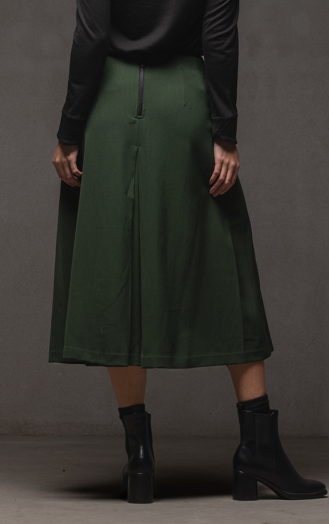 WOOL BLEND BOX PLEAT SKIRT - CLEARANCE