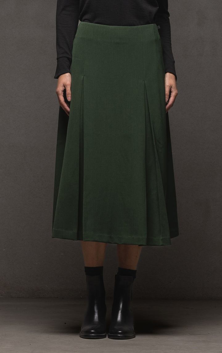 WOOL BLEND BOX PLEAT SKIRT - CLEARANCE