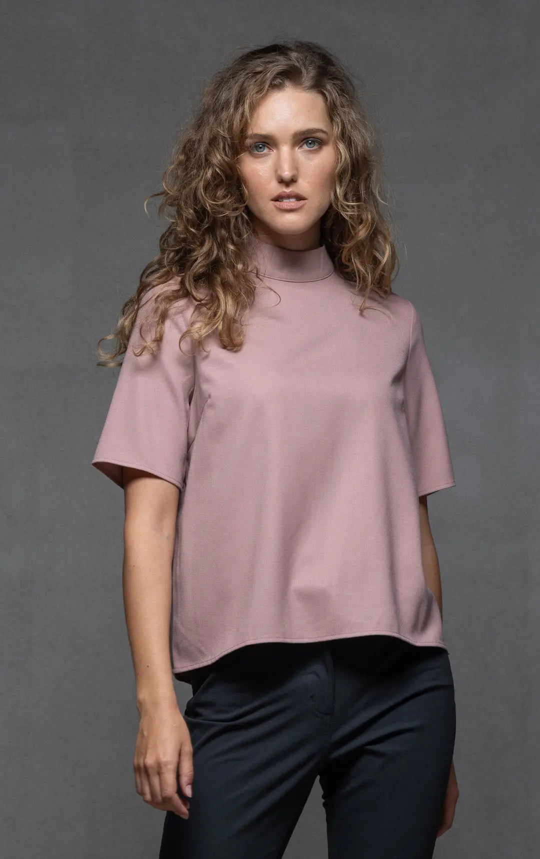 WOOL BLEND HIGH COLLAR TOP 0
