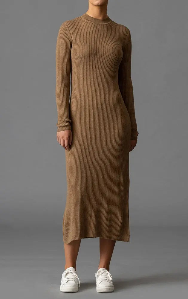 12Gg Rib Knit Dress: Effortless Style and Comfort CHAI / XL 12Gg Rib Knit Dress: Effortless Style and Comfort CHAI / XL