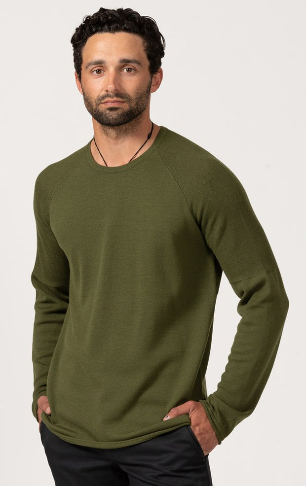 14 GAUGE MERINO LONG SLEEVE CREW  - CLEARANCE