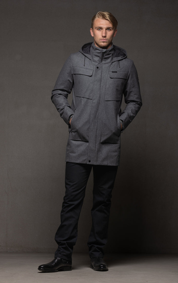 LAMINATED WOOL PARKA - CLEARANCE