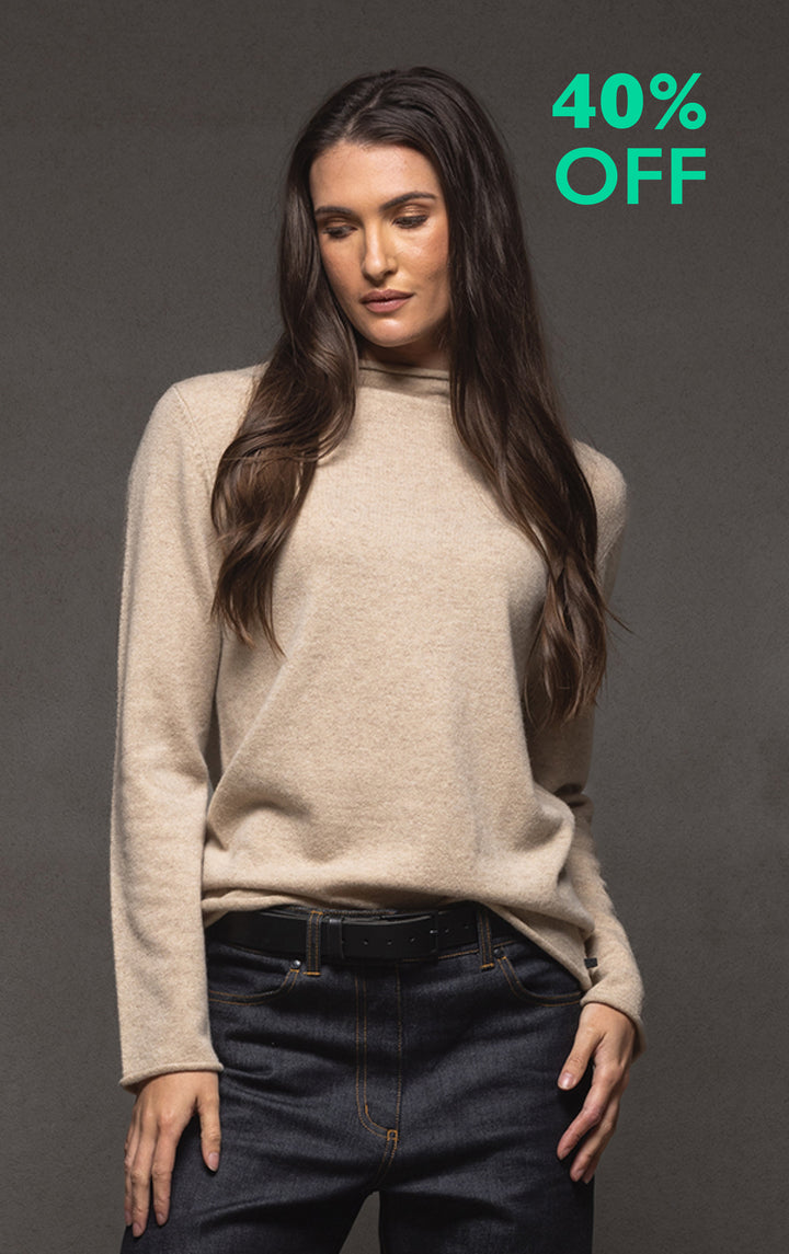 12GG BRUSHED MERINO FUNNEL NECK PULLOVER