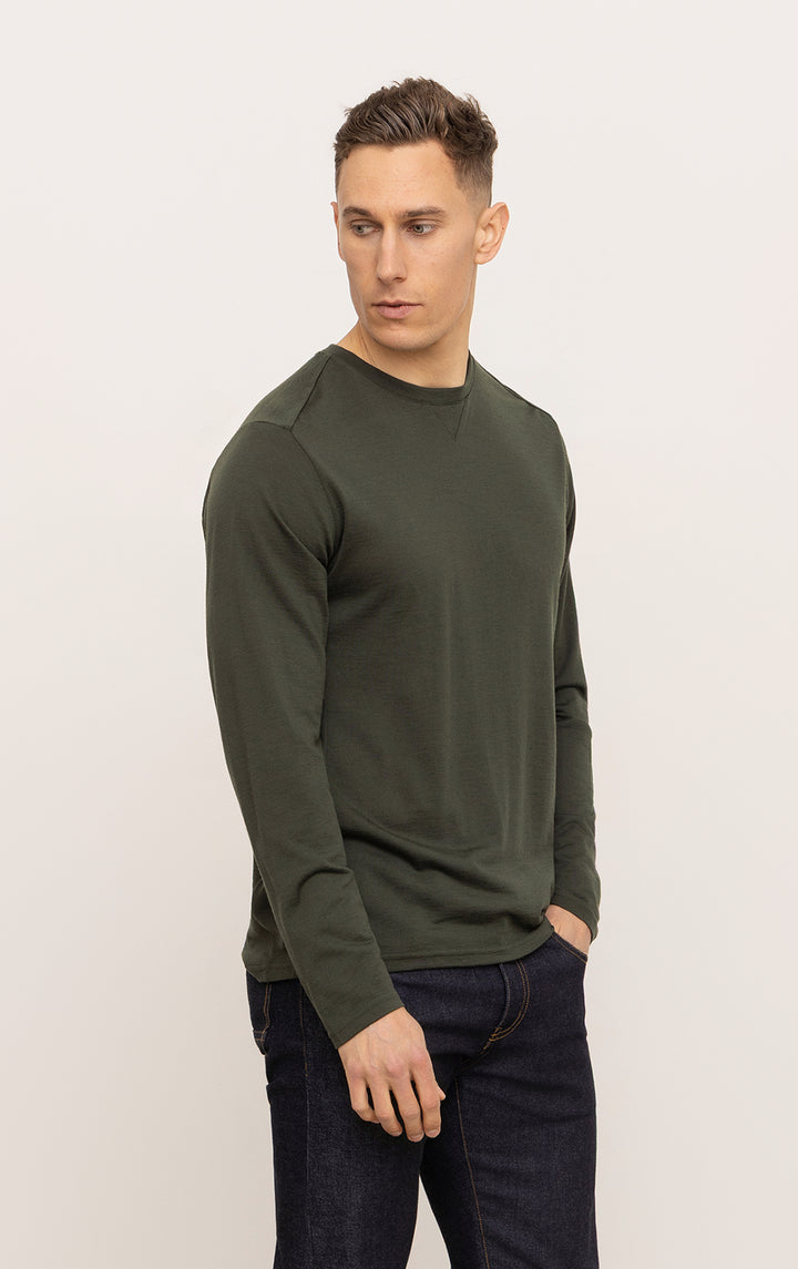 180GSM SINGLE JERSEY MERINO LS CREW