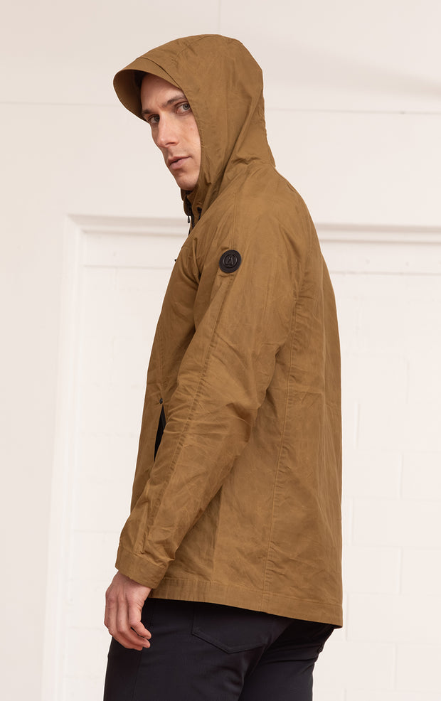 WAXED COTTON HOODED JACKET