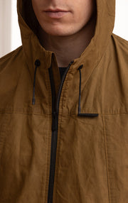 WAXED COTTON HOODED JACKET