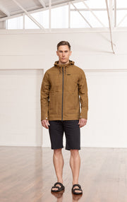 WAXED COTTON HOODED JACKET