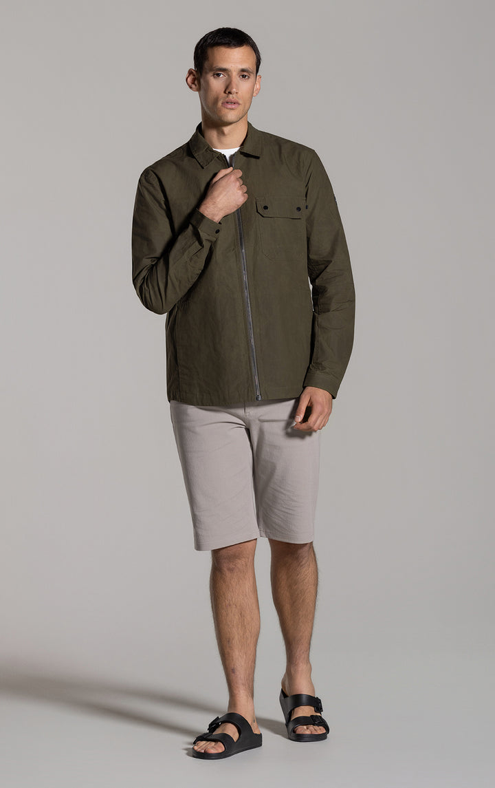 WAXED COTTON ZIP SHACKET