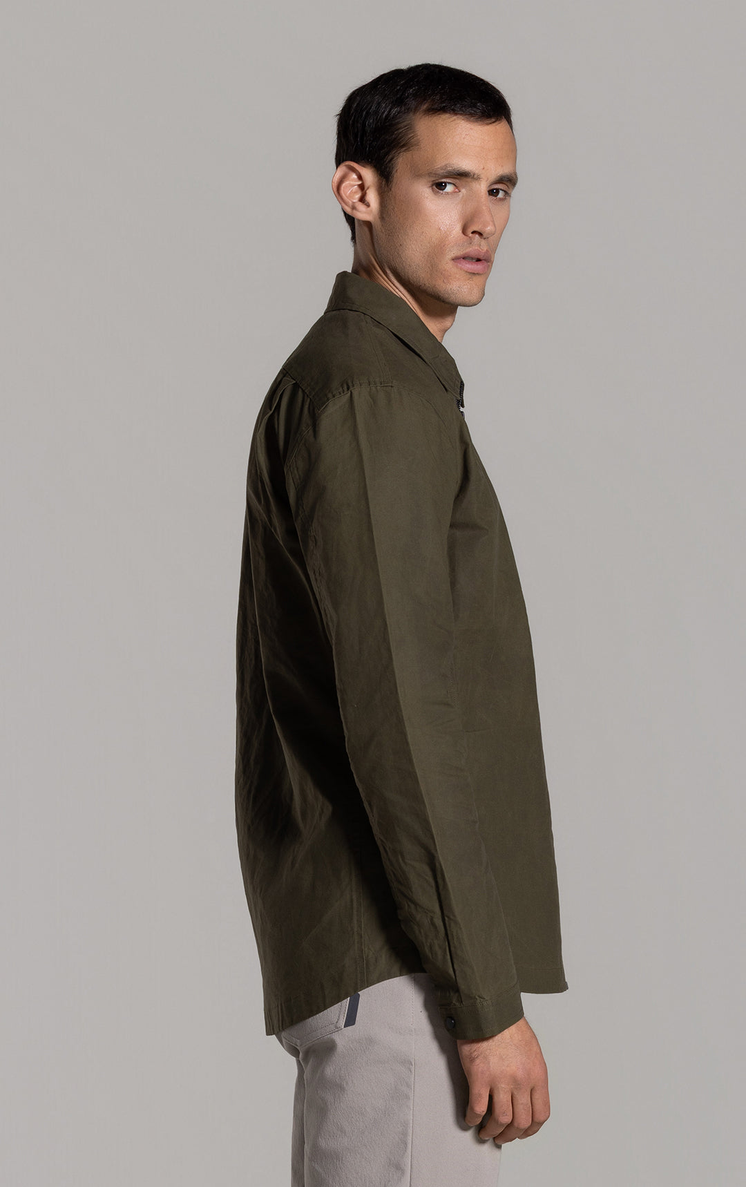 WAXED COTTON ZIP SHACKET