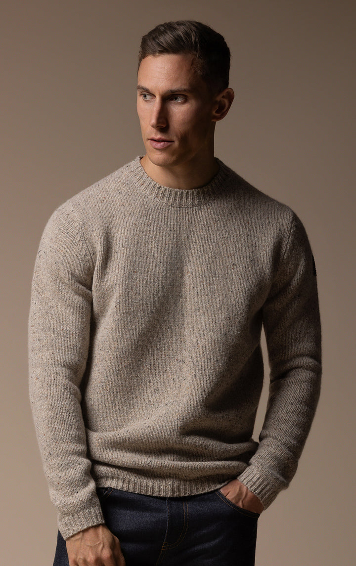 3GG WOOL BLEND TWEED CREW