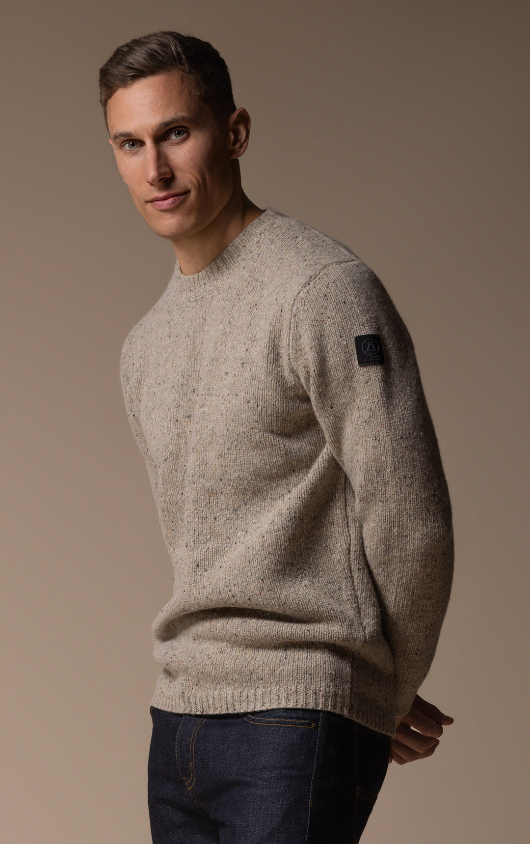3GG WOOL BLEND TWEED CREW