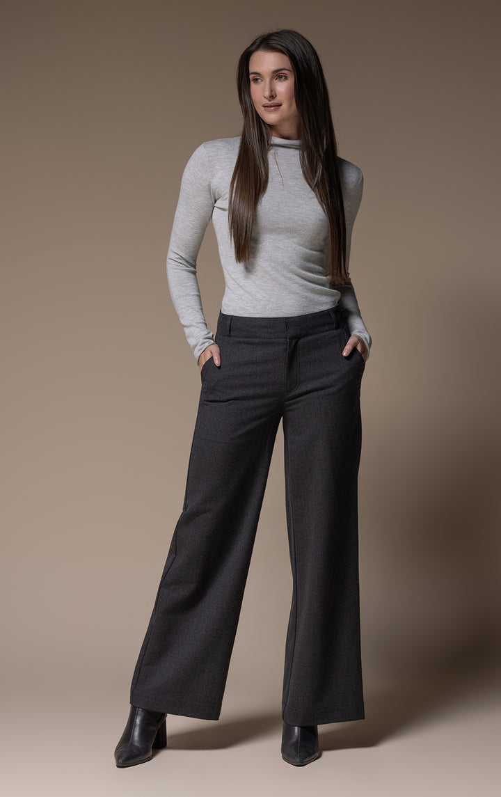 WOOL FLANNEL WIDE LEG TROUSER