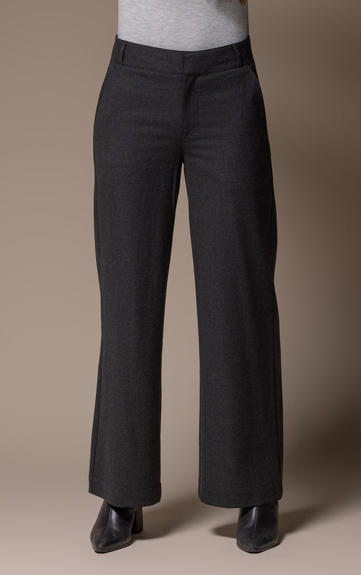 WOOL FLANNEL WIDE LEG TROUSER