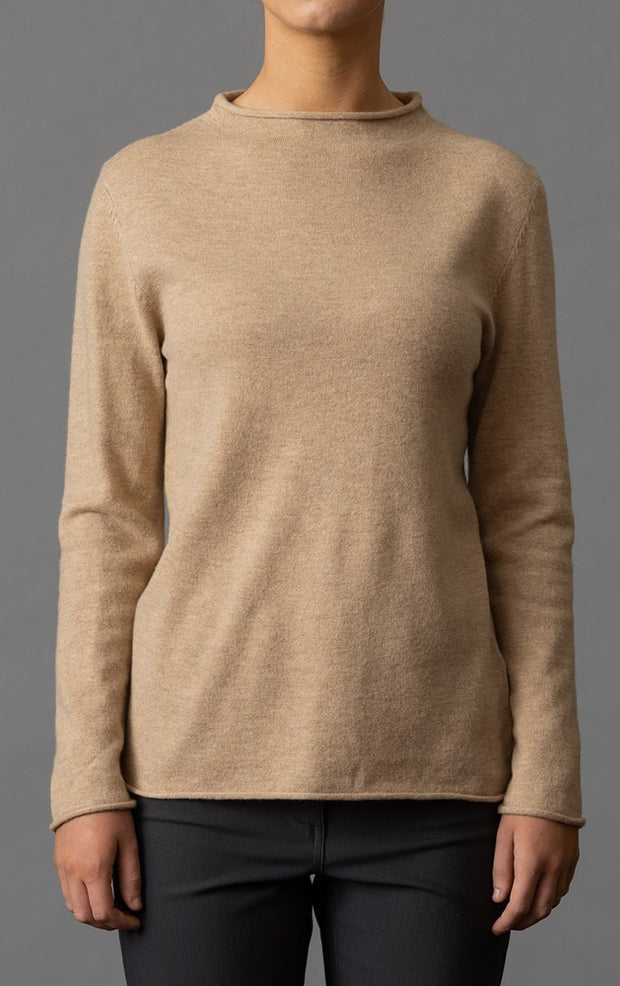 12GG BRUSHED MERINO FUNNEL NECK PULLOVER