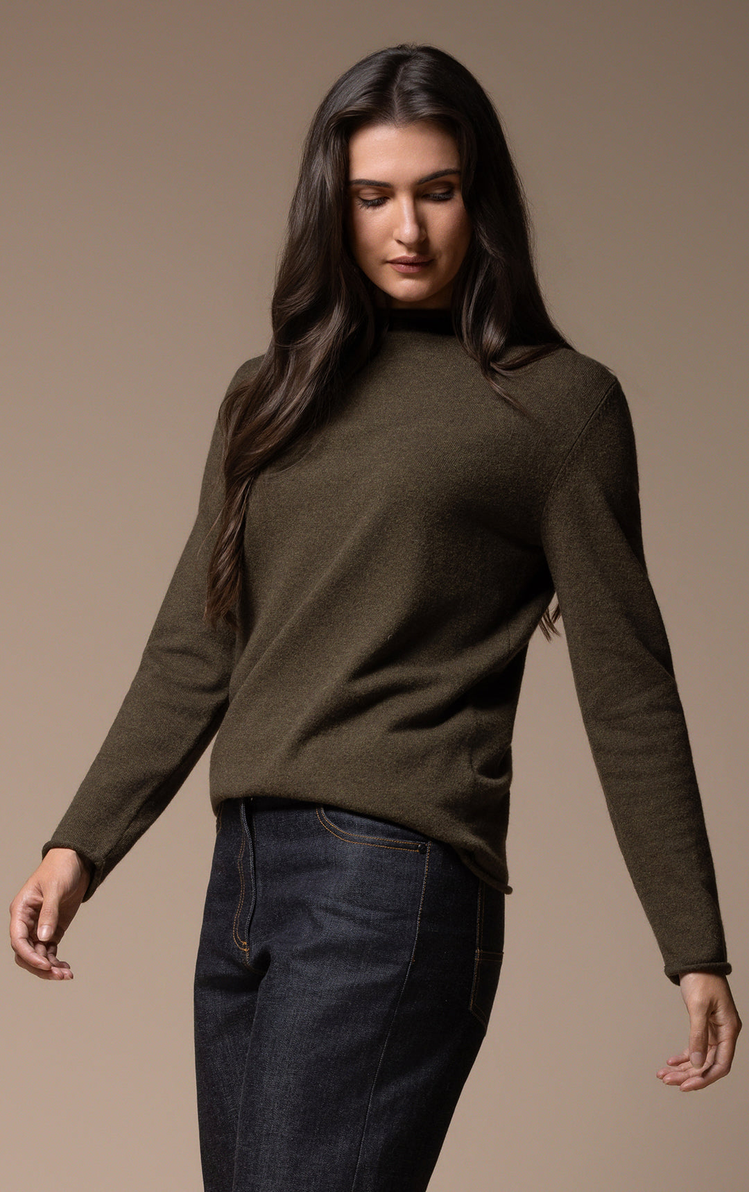 12GG BRUSHED MERINO FUNNEL NECK PULLOVER