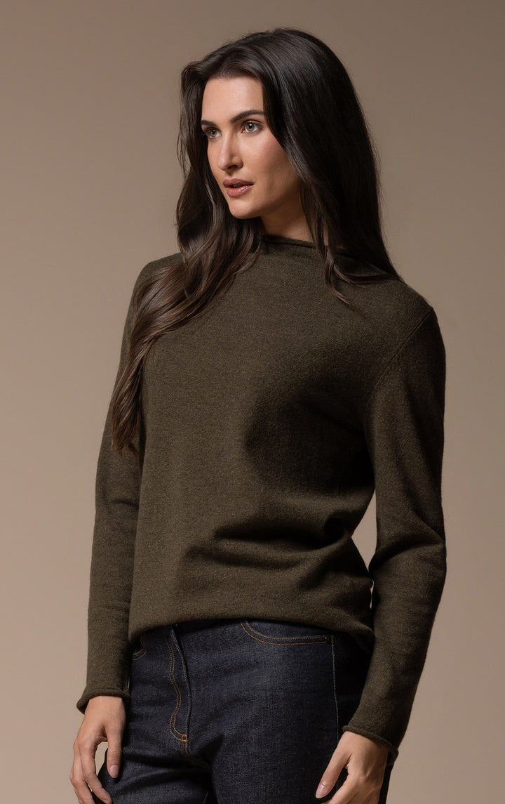 12GG BRUSHED MERINO FUNNEL NECK PULLOVER