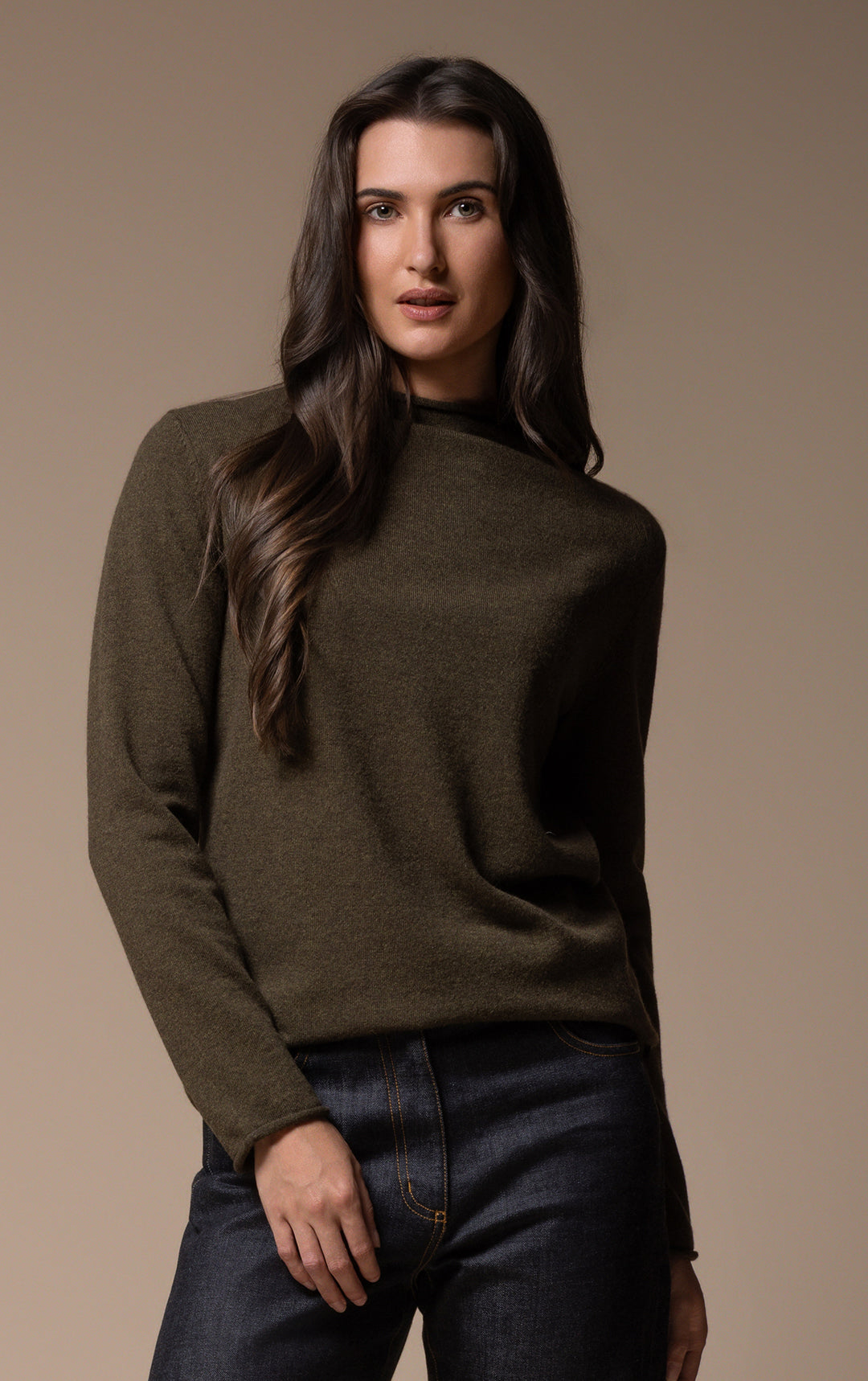 12GG BRUSHED MERINO FUNNEL NECK PULLOVER
