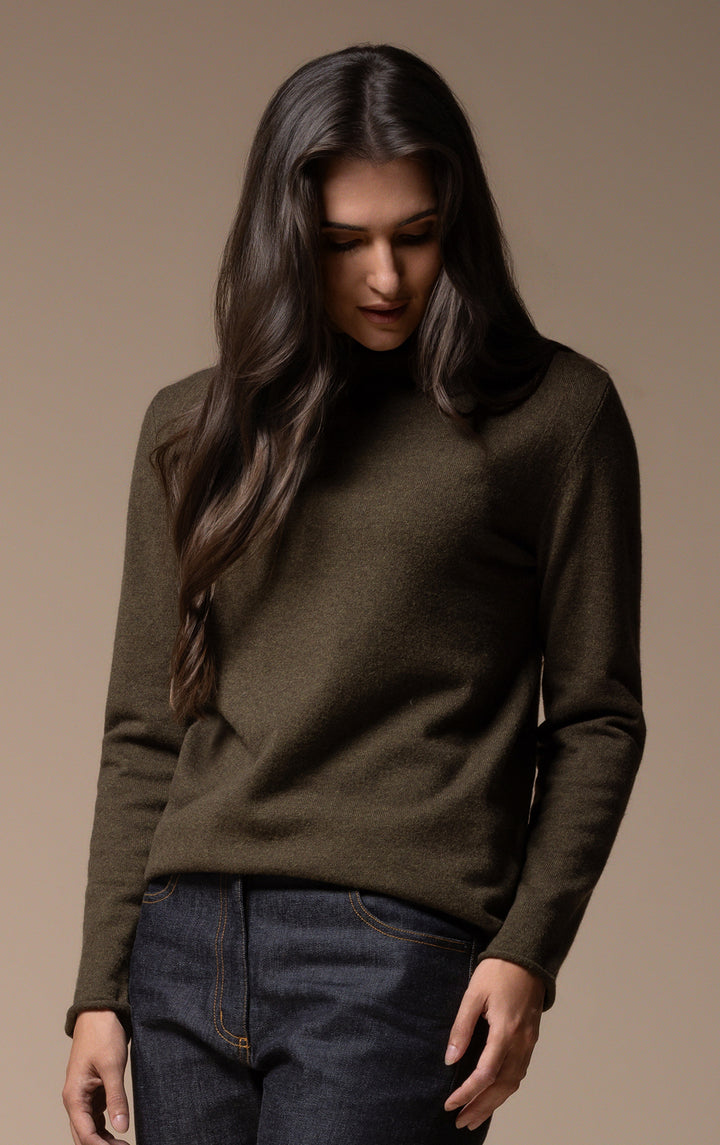 12GG BRUSHED MERINO FUNNEL NECK PULLOVER