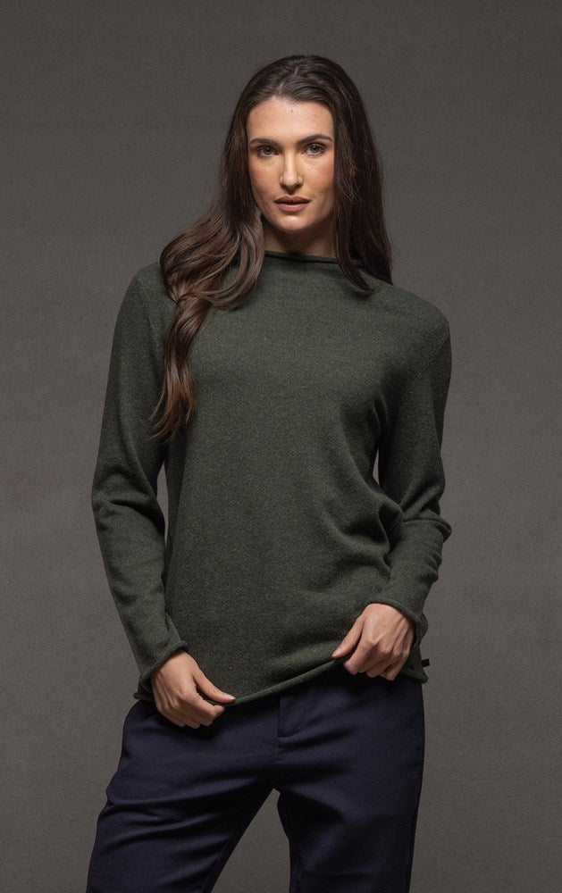 12GG BRUSHED MERINO FUNNEL NECK PULLOVER
