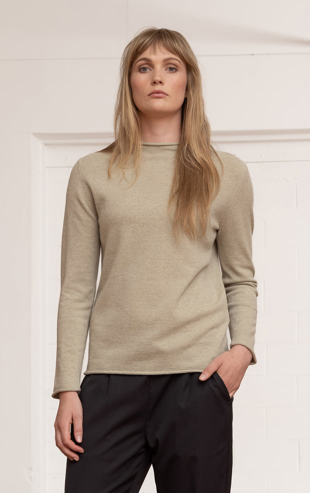 12GG BRUSHED MERINO FUNNEL NECK PULLOVER