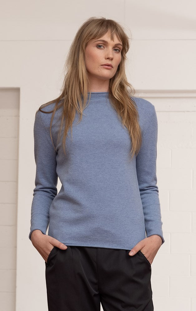 12GG BRUSHED MERINO FUNNEL NECK PULLOVER - CLEARANCE
