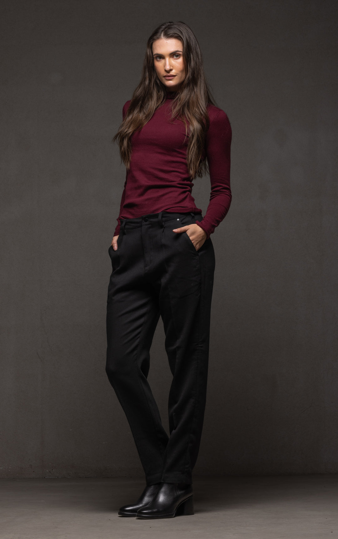 WOOL BLEND STRAIGHT LEG TROUSER - CLEARANCE