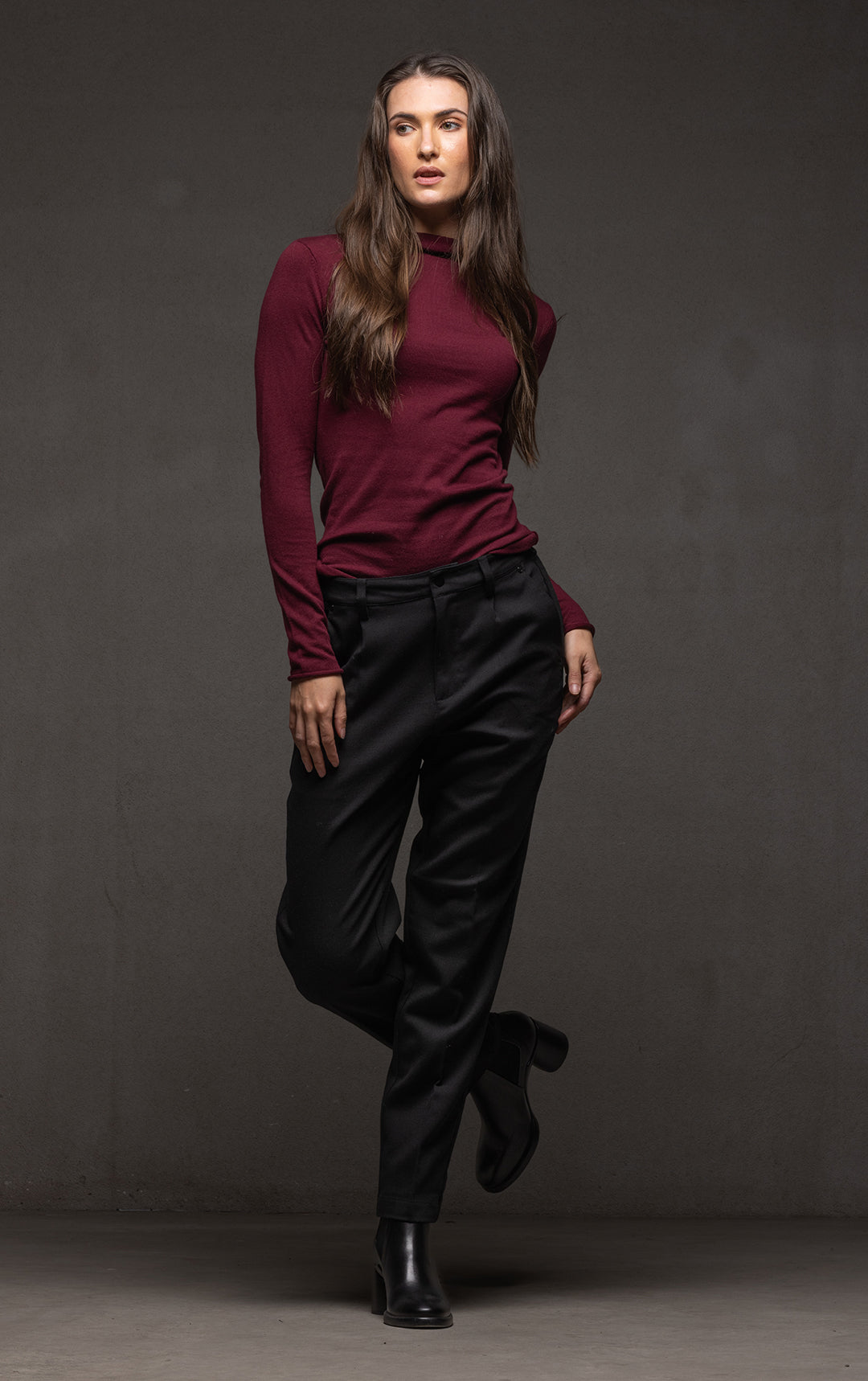 WOOL BLEND STRAIGHT LEG TROUSER - CLEARANCE