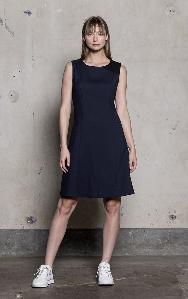 WOOL BLEND CONTRAST DRESS - CLEARANCE