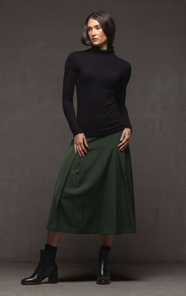 WOOL BLEND BOX PLEAT SKIRT - CLEARANCE