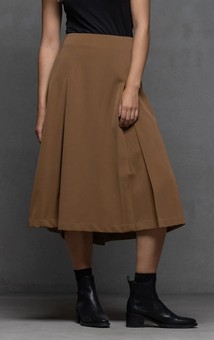 WOOL BLEND BOX PLEAT SKIRT 0