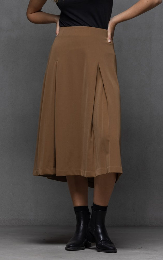 WOOL BLEND BOX PLEAT SKIRT - CLEARANCE