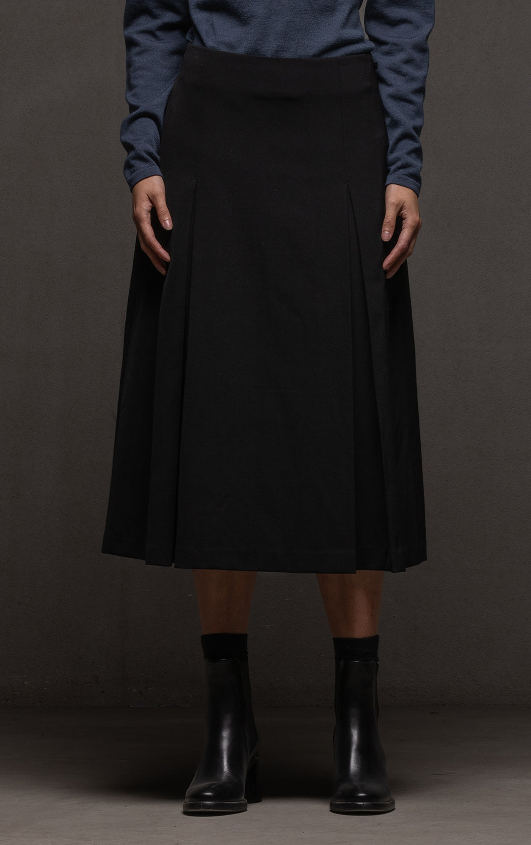 Wool Blend Box Pleat Skirt Timeless and Chic Alchemy Equipment