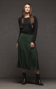 WOOL BLEND BOX PLEAT SKIRT