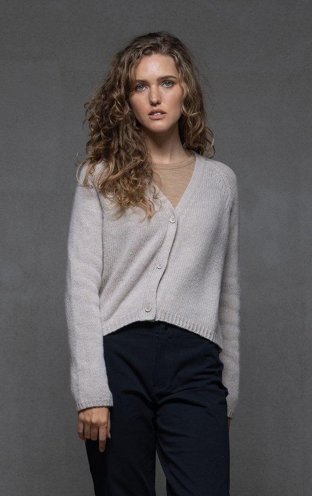 3GG CROPPED MERINO CARDIGAN - CLEARANCE