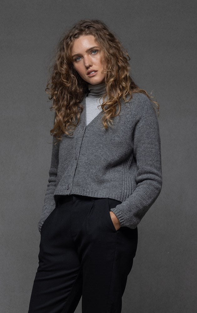 3GG CROPPED MERINO CARDIGAN - CLEARANCE