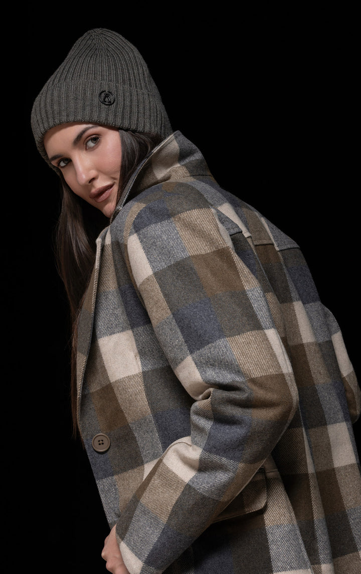 PLAID WOOL COAT - CLEARANCE