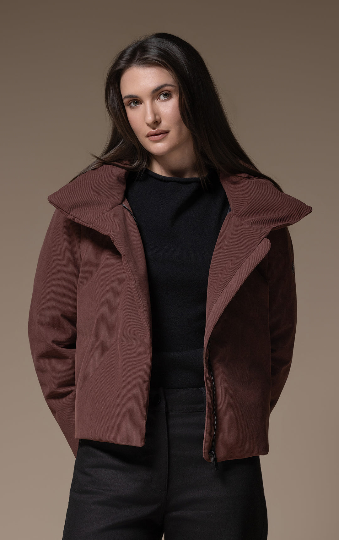CROPPED CORDUROY DOWN JACKET