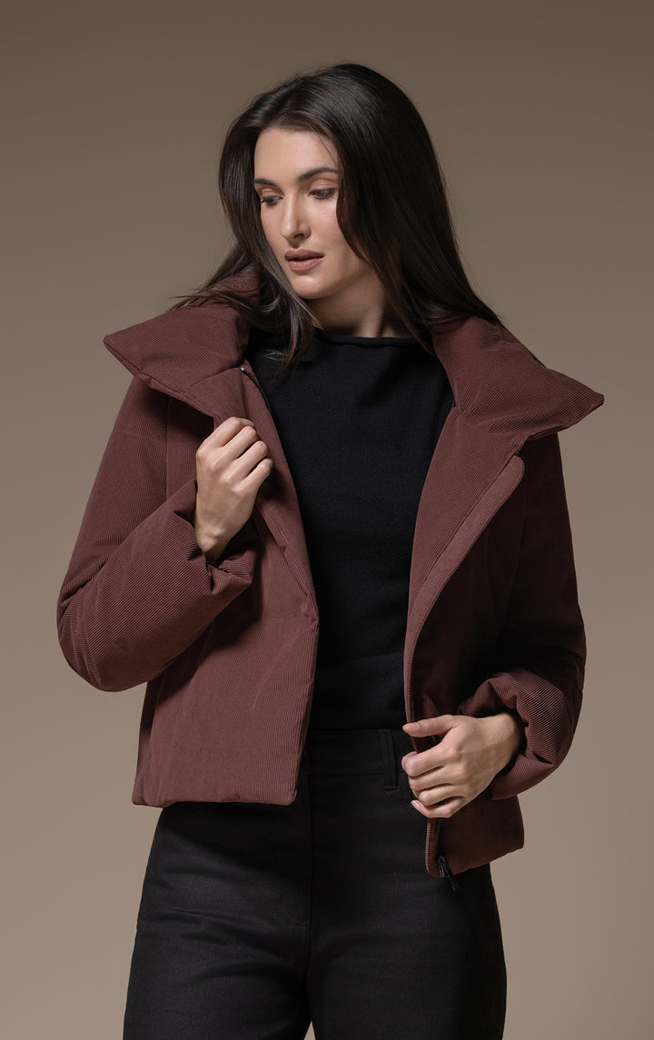 CROPPED CORDUROY DOWN JACKET
