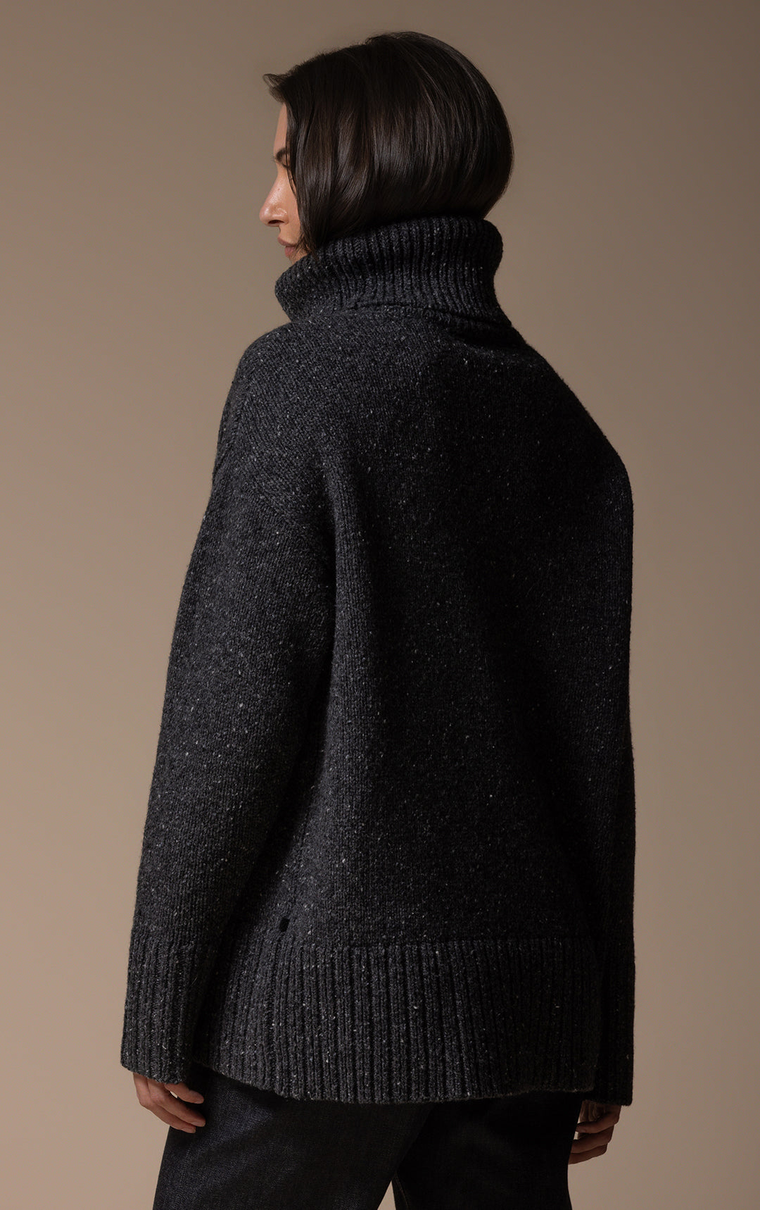 3GG WOOL BLEND TWEED TURTLENECK