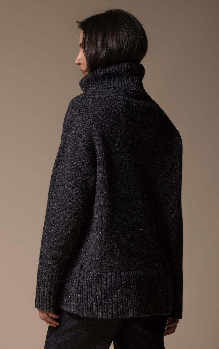 3GG WOOL BLEND TWEED TURTLENECK