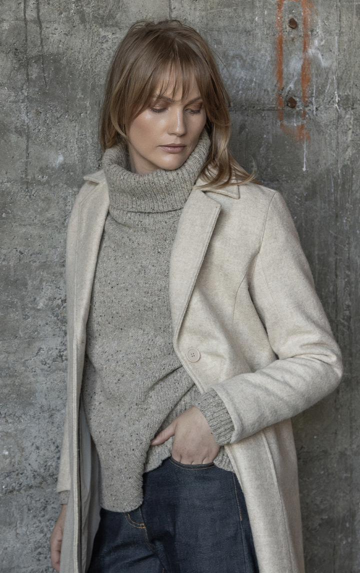3GG WOOL BLEND TWEED TURTLENECK