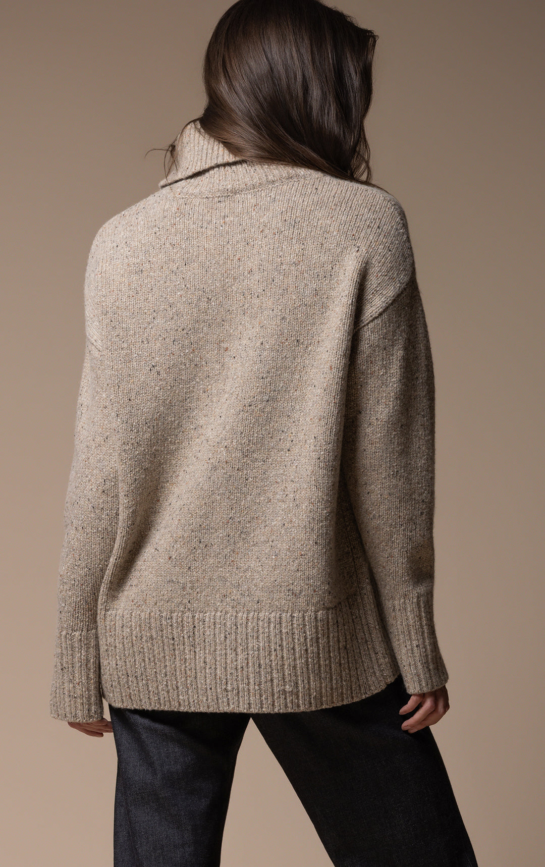 3GG WOOL BLEND TWEED TURTLENECK