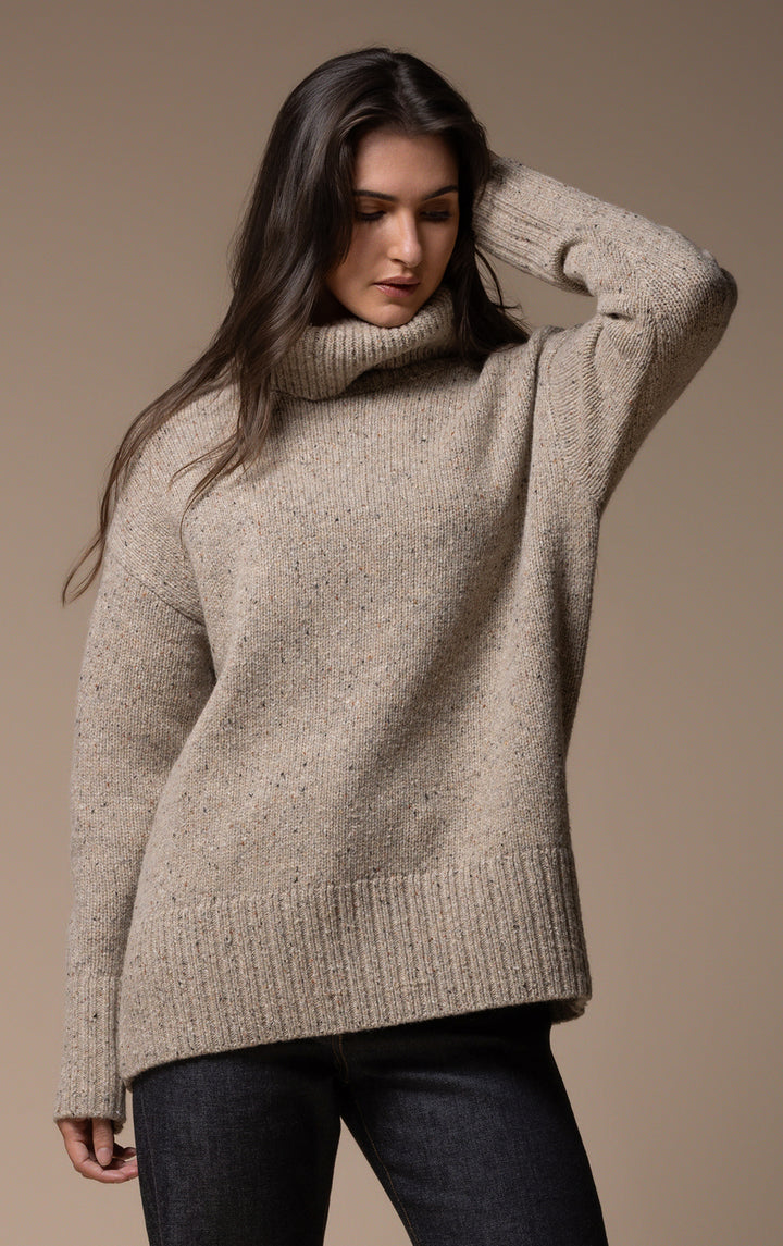 3GG WOOL BLEND TWEED TURTLENECK
