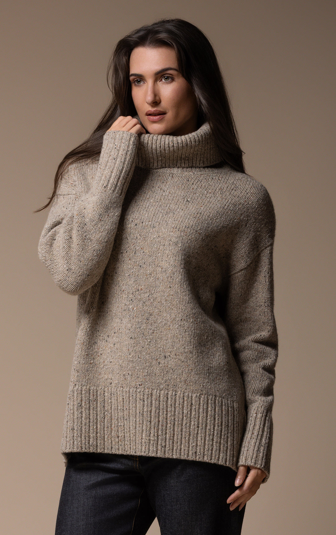 3GG WOOL BLEND TWEED TURTLENECK