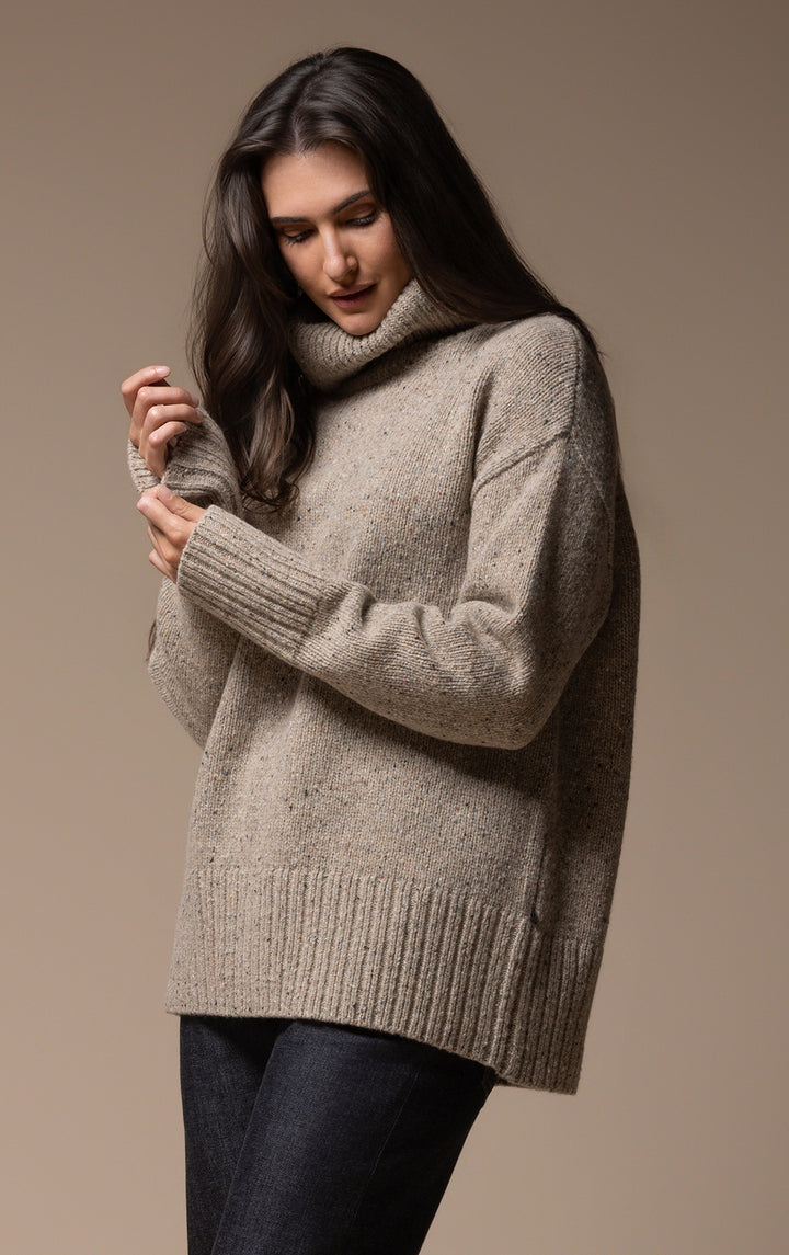 3GG WOOL BLEND TWEED TURTLENECK
