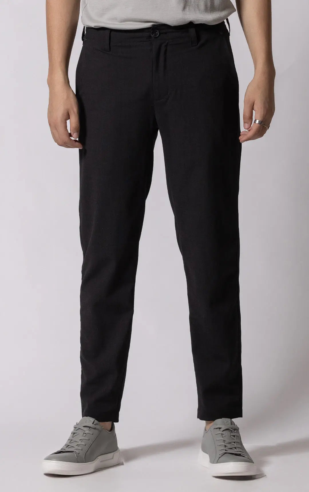 Jade Black Wool Rich Textured Premium Wool Blend Pant For Men