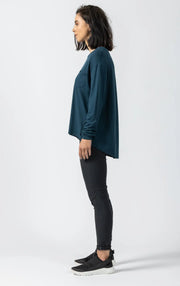 180GSM Relaxed Merino Top - AEW176 - Tui Teal